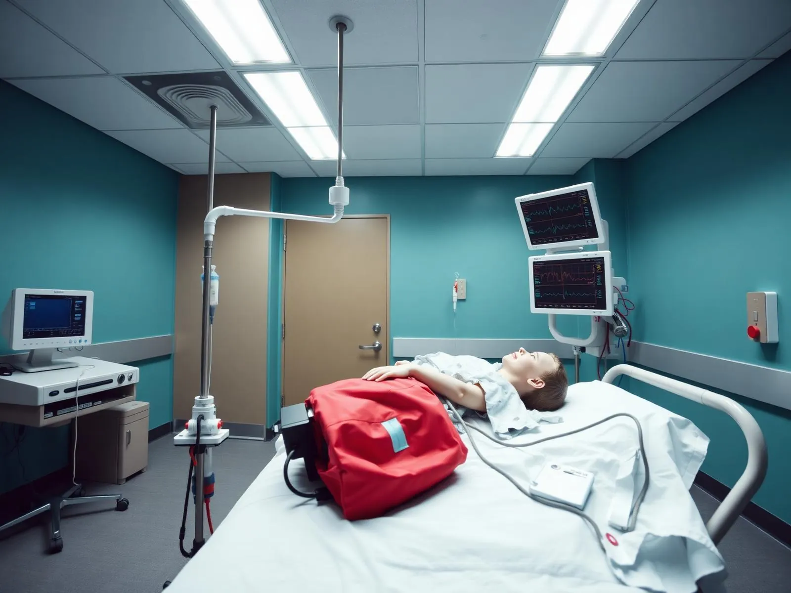 High-fidelity adult manikin with monitoring equipment