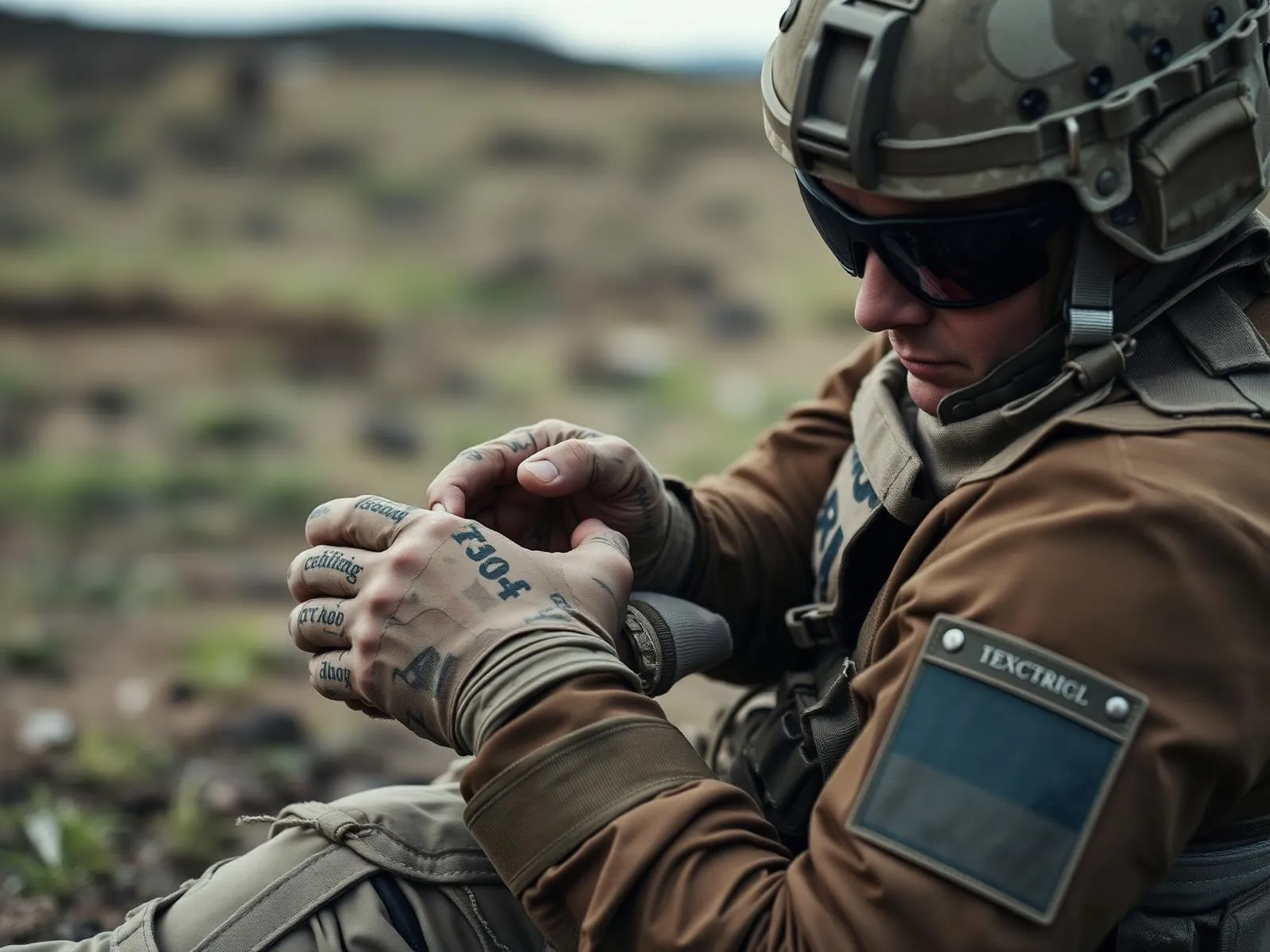 Tactical operator practicing tourniquet application